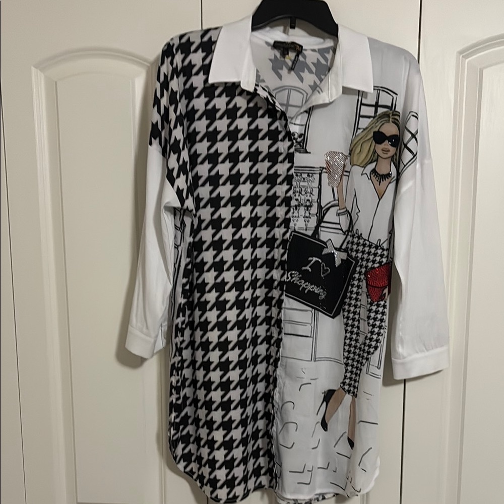 Jane & John White and Gray Top